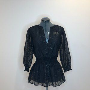 6 Sheer Black Alfani 3/4 Sleeve shirt